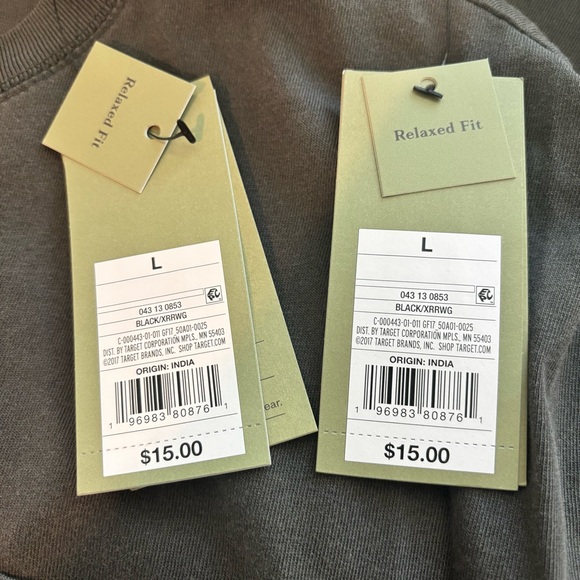 NWT - 2pcs Goodfellow & Co Men’s Cotton T-shirt w/pocket black size large - Picture 2 of 7